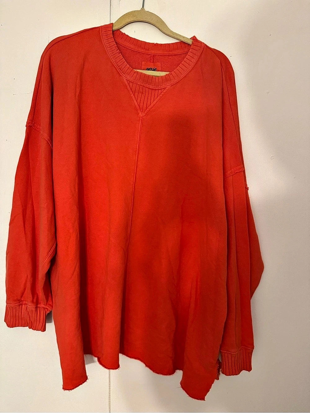 Aerie Sweatshirt Oversized Long Sleeve coral-orange crewneck sweatshirt
